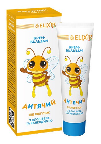 Крем-бальзам детский под подгузник Elixir Kids с Алоэ Вера и Календулой 75мл