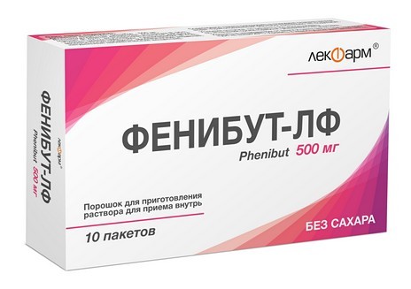 Фенибут ЛФ 500мг №10 пор. для пригот. р-ра д/приема внутрь (ноотропное ср-во)