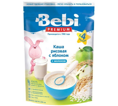 Bebi каша молочная рис-яблоко (200г)
