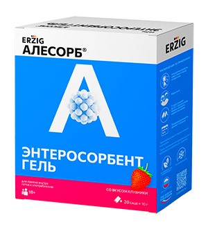Алесорб 10г №20 пак., гель для приема внутрь вкус Клубника (Энтеросорбент)