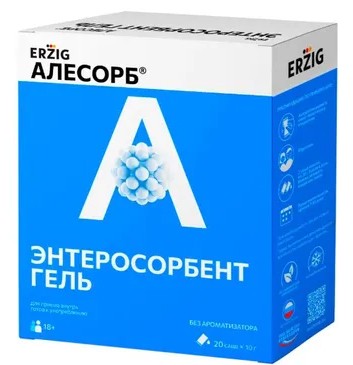 Алесорб 2г №20 саше, гель для приема внутрь с 3-х лет (Энтеросорбент гель Эрциг)